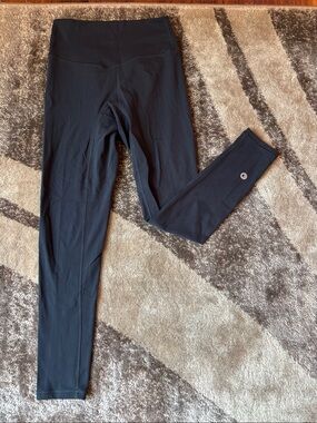 High-Rise Black Leggings with Logo Detail